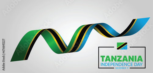 Independence Day of Tanzania flag ribbon vector