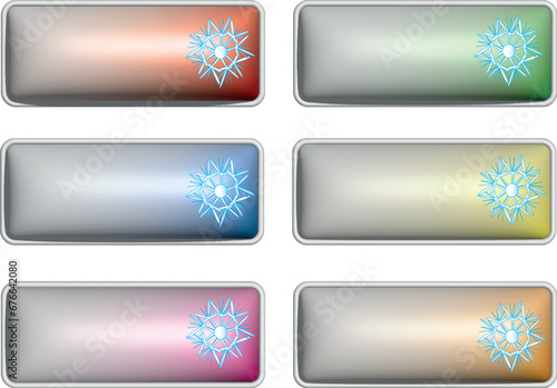 Vector set of shiny Christmas banners. Collection of colored labels for the design of a website, home labels, name tags. Isolated, printable.