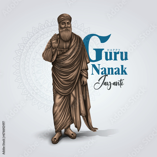happy Guru Nanak Jayanti festival greeting card design. India Hindu Sikh celebrating birthday of Guru Nanak Dev. abstract vector illustration.