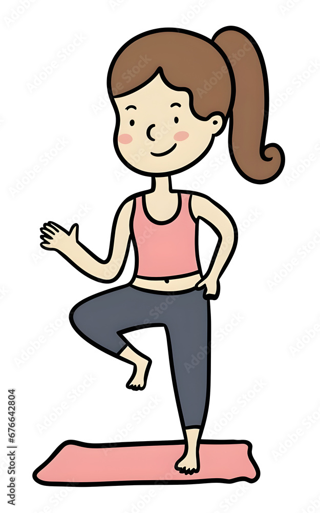 Woman practicing yoga doodle vector illustration. Harmony with nature concept. Yoga concept illustration Woman practicing yoga doodle vector illustration. Harmony with nature concept. Yoga concept illustration