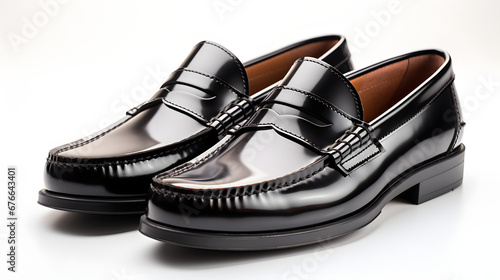 black Loafers isolated on white background photo