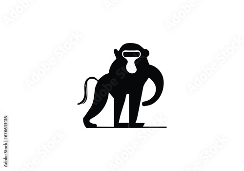 Canvas Print Baboon minimal style icon illustration design