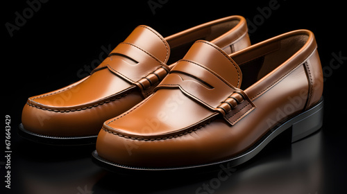 brown Loafers isolated on black background