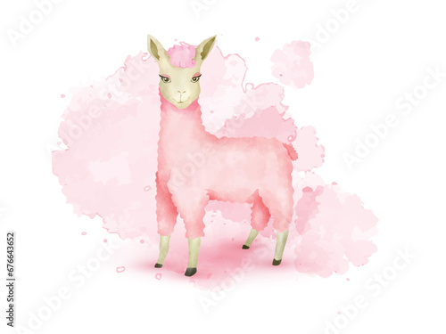 cute alpaca watercolor clipart illustration