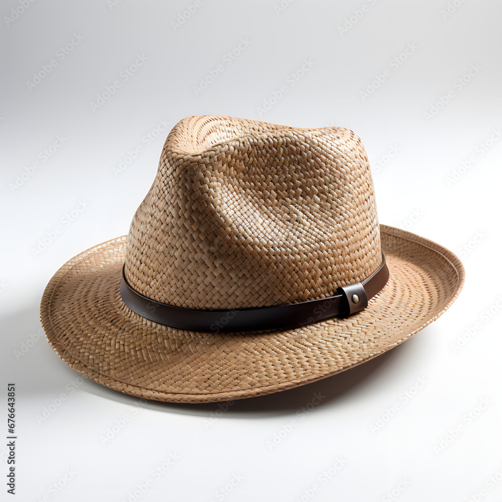 light color Panama hat isolated on white