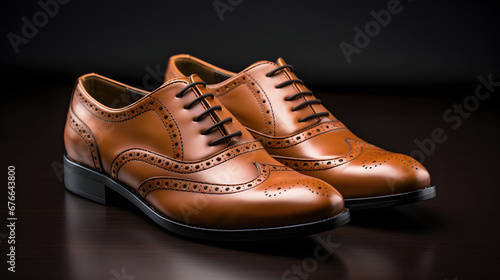 brown leather Dress shoes isolated on black background
