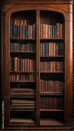 A Vintage Bookcase Filled with Literary Gems. Generative AI