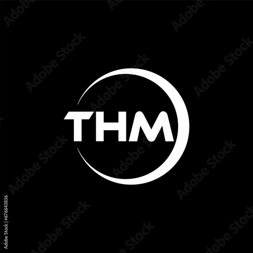 THM letter logo design with black background in illustrator, cube logo, vector logo, modern alphabet font overlap style. calligraphy designs for logo, Poster, Invitation, etc.