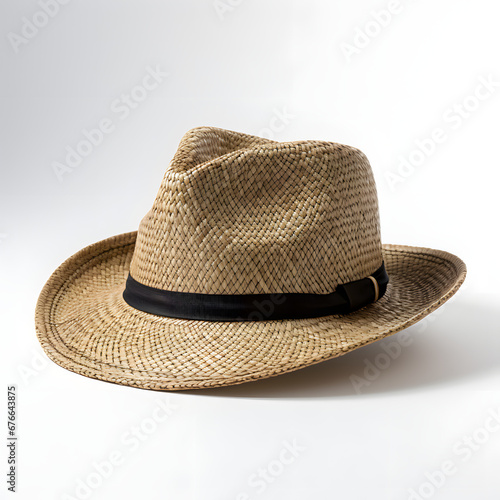 light color Panama hat isolated on white