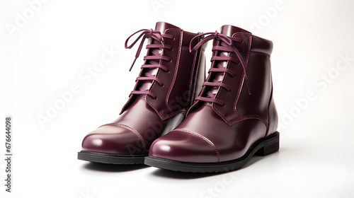  purple leather Riding boots isolated on white background © Lin_Studio