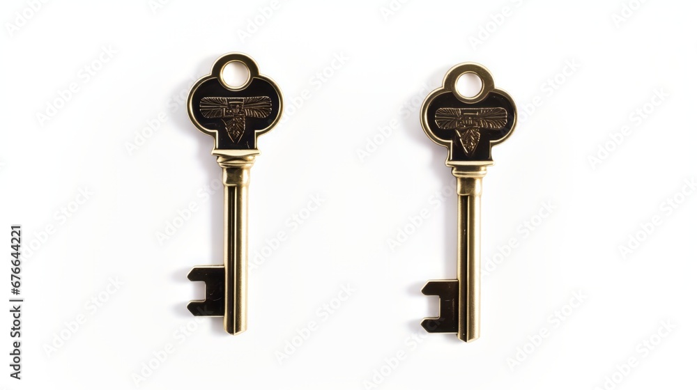 Old key isolated on white background. without shadow Old key isolated on white background. without shadow