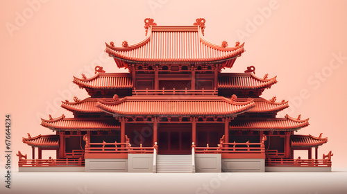 3d illustration of chinese temple and building