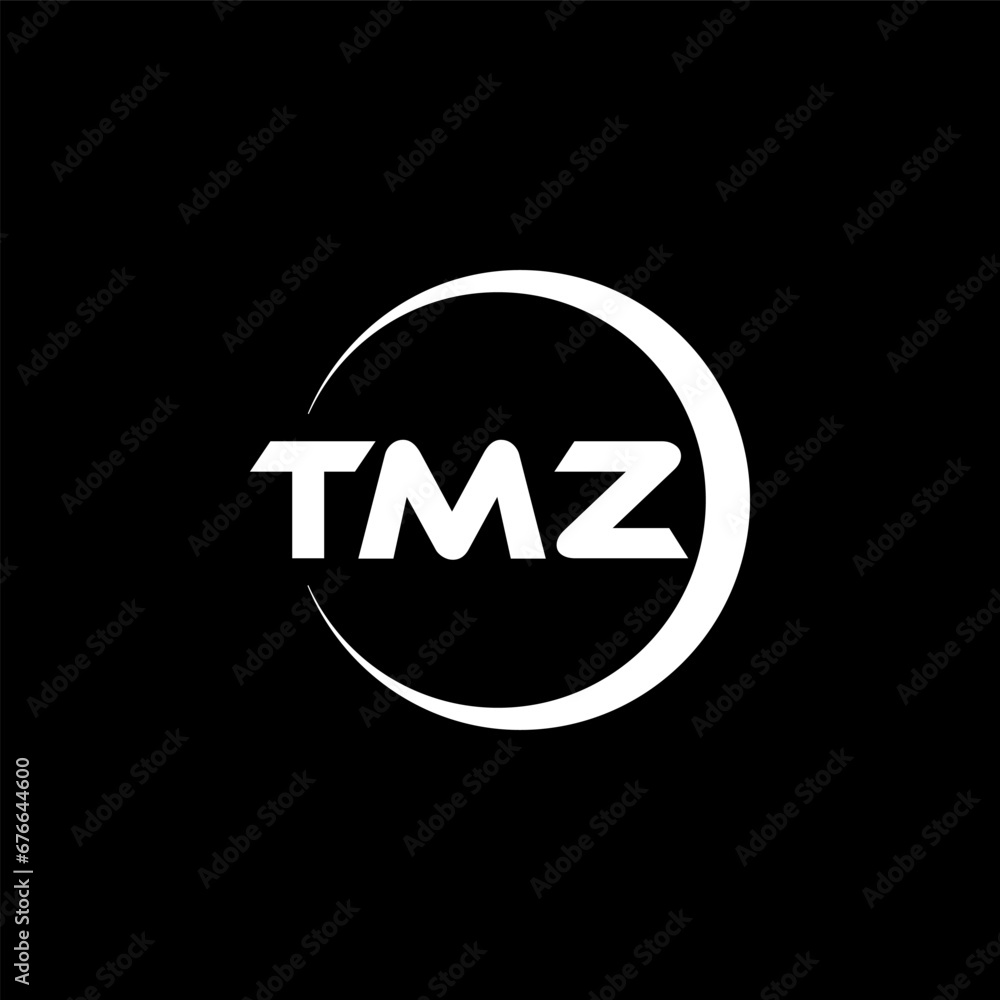 TMZ letter logo design with black background in illustrator, cube logo, vector logo, modern alphabet font overlap style. calligraphy designs for logo, Poster, Invitation, etc.