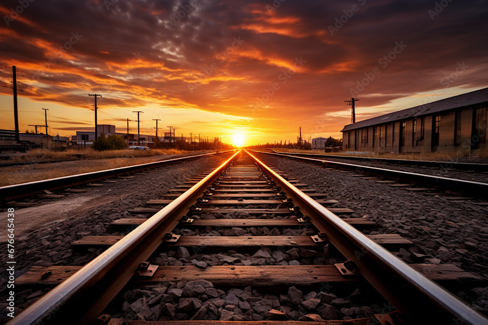 railway at sunset