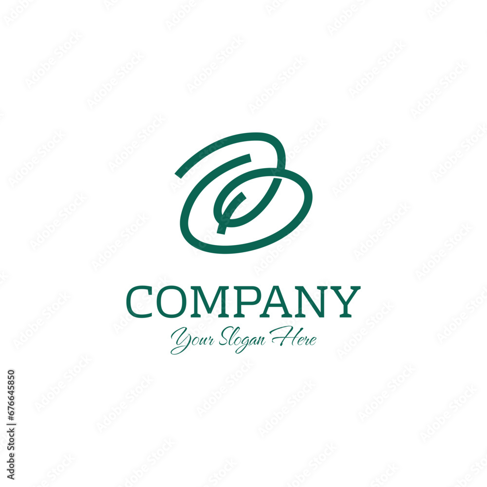 Fototapeta premium simple letter b and leaf logo