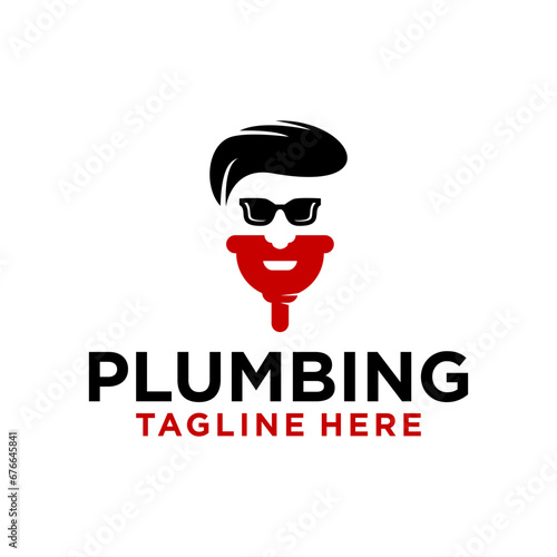 Plumbing service company logo, plumbing logo with a unique character icon concept, a plumbing logo that stands out from other plumbing companies template