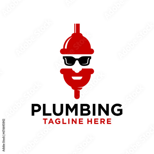 Plumbing service company logo, plumbing logo with a unique character icon concept, a plumbing logo that stands out from other plumbing companies template