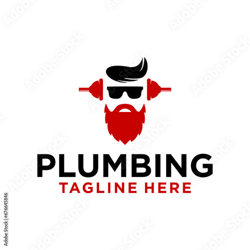 Plumbing service company logo, plumbing logo with a unique character icon concept, a plumbing logo that stands out from other plumbing companies template