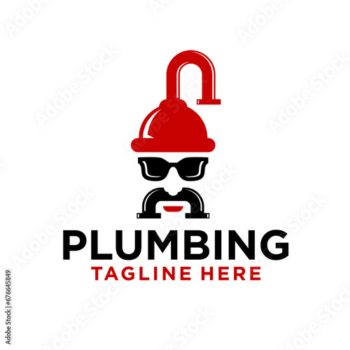 Plumbing service company logo, plumbing logo with a unique character icon concept, a plumbing logo that stands out from other plumbing companies template