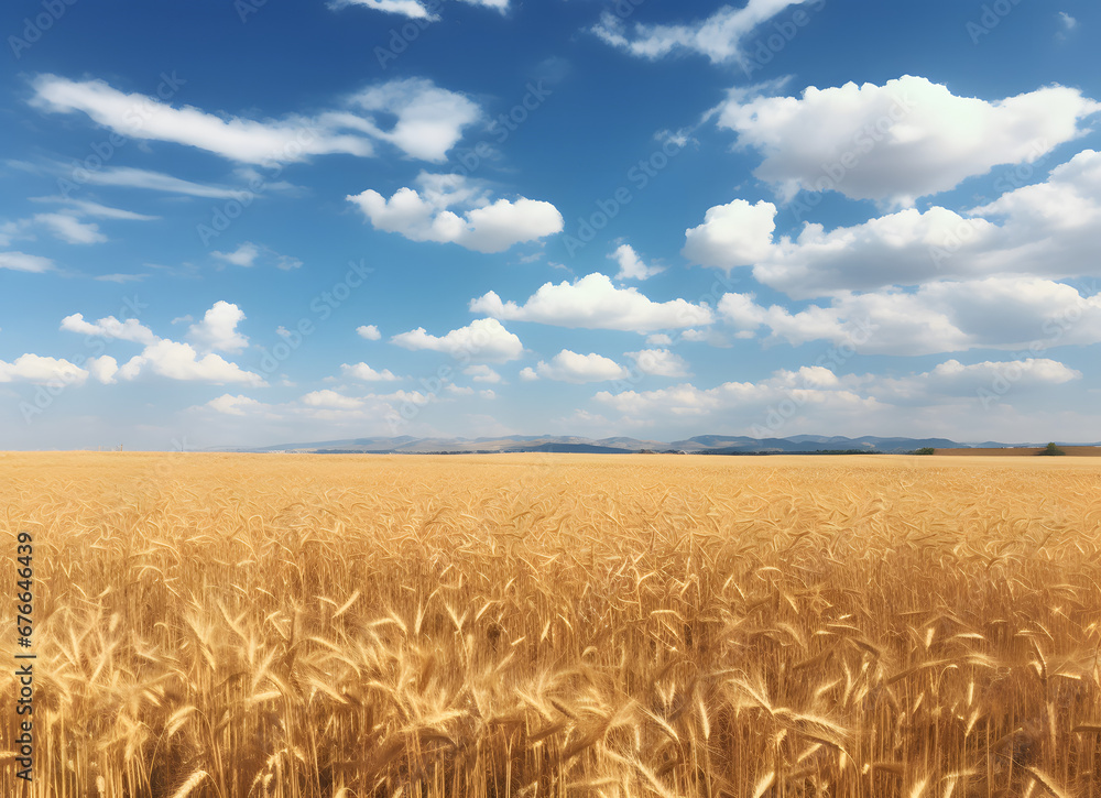 golden wheat field and sky  in the summer