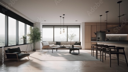 Architecture__Interior_refined_spaces_beautiful_kitchen and living room, generated AI © 재미있는 알고나면
