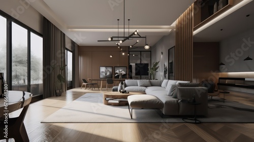 Architecture__Interior_refined_spaces_beautiful_kitchen and living room  generated AI