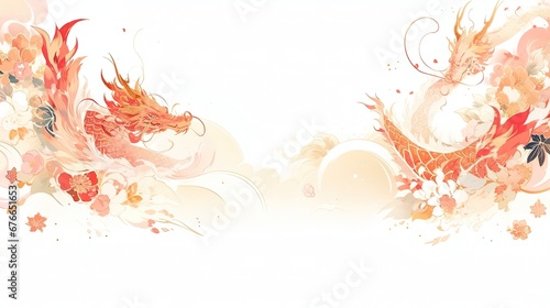 Template Background of Chinese New Year of Dragon Loong Illustration Lunar Calendar 2024 with Copy Space Happy Prosperous CNY Kung Hei Fat Choi Gong Xi Fa Cai Powerpoint PPT Presentation Slides 16:9
