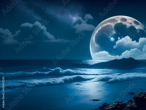moon over ocean