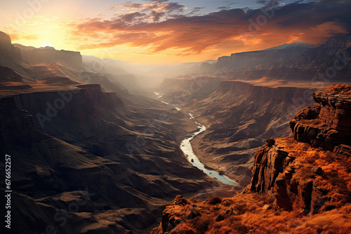 A beautiful canyon landscape for wallpaper, background and zoom meeting background © grey