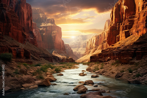 A beautiful canyon landscape for wallpaper  background and zoom meeting background