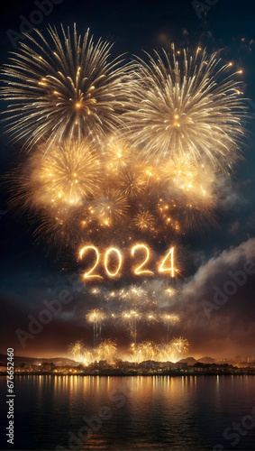 New year 2024 fireworks celebration