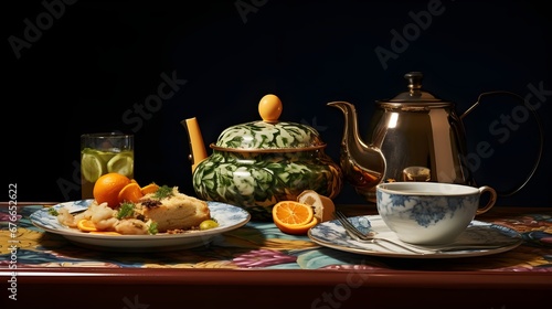 still life with tea and sweets