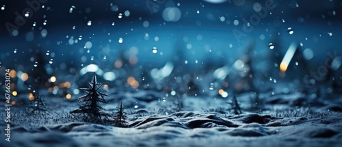 Blue background with bokeh in chirstmas theme