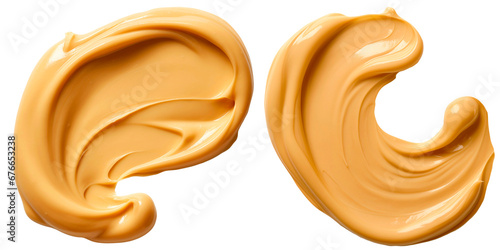 Peanut butter smears on a transparent background photo