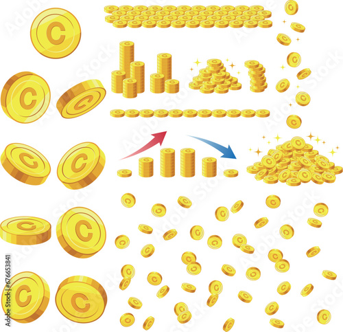 Cマークのついたコインのイラストセットまとめ