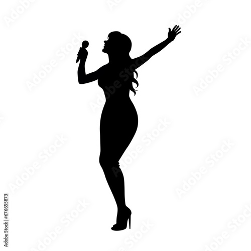 Woman singer silhouette  woman singing on mic  Singer singing silhouette  vocalist singing to microphone