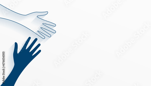 minimal volunteer team joining hand banner with text space