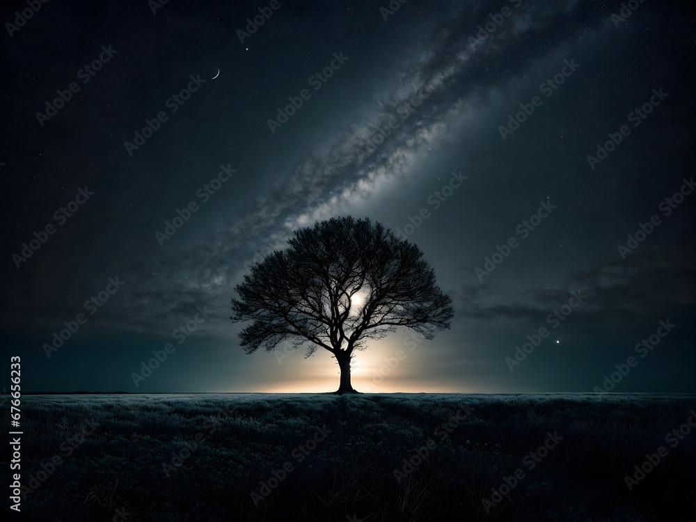 A silhouette of a lonely tree A silhouette of a lonely tree