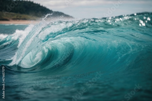 the waves are breaking. wild ocean or sea