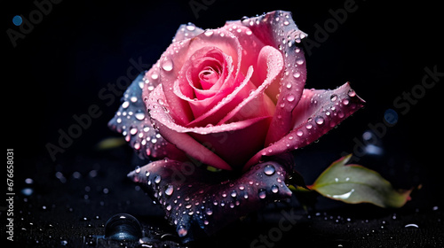 red rose with water drops