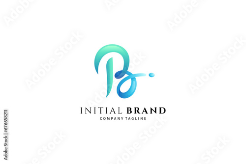 Simple initial letter B logo with gradient color