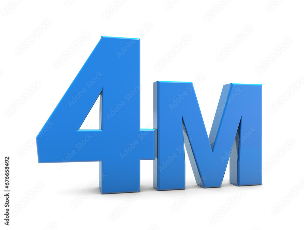 4M sign isolated on transparent background. Thank you for 4M followers 3D. 3D rendering 4M sign isolated on transparent background. Thank you for 4M followers 3D. 3D rendering