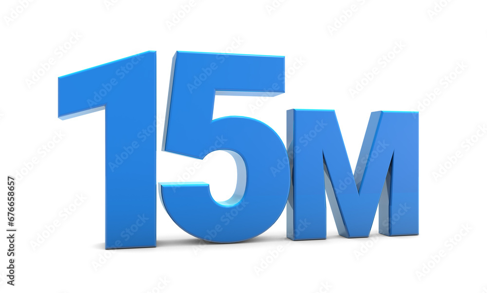15M sign isolated on transparent background. Thank you for 15M followers 3D. 3D rendering 15M sign isolated on transparent background. Thank you for 15M followers 3D. 3D rendering