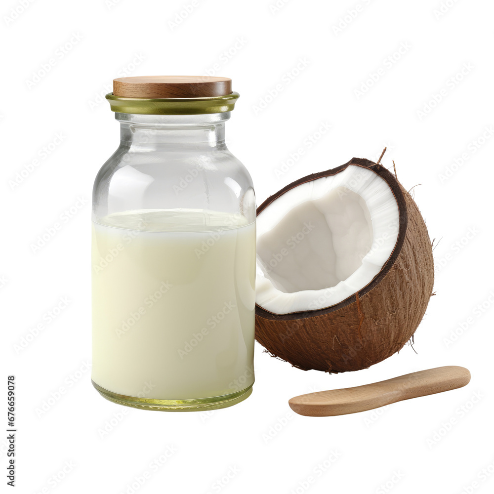 Virgin Coconut Oil in Glass Jar with Wooden Lid Virgin Coconut Oil in Glass Jar with Wooden Lid