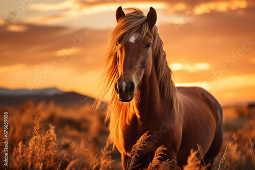 horse in sunset
