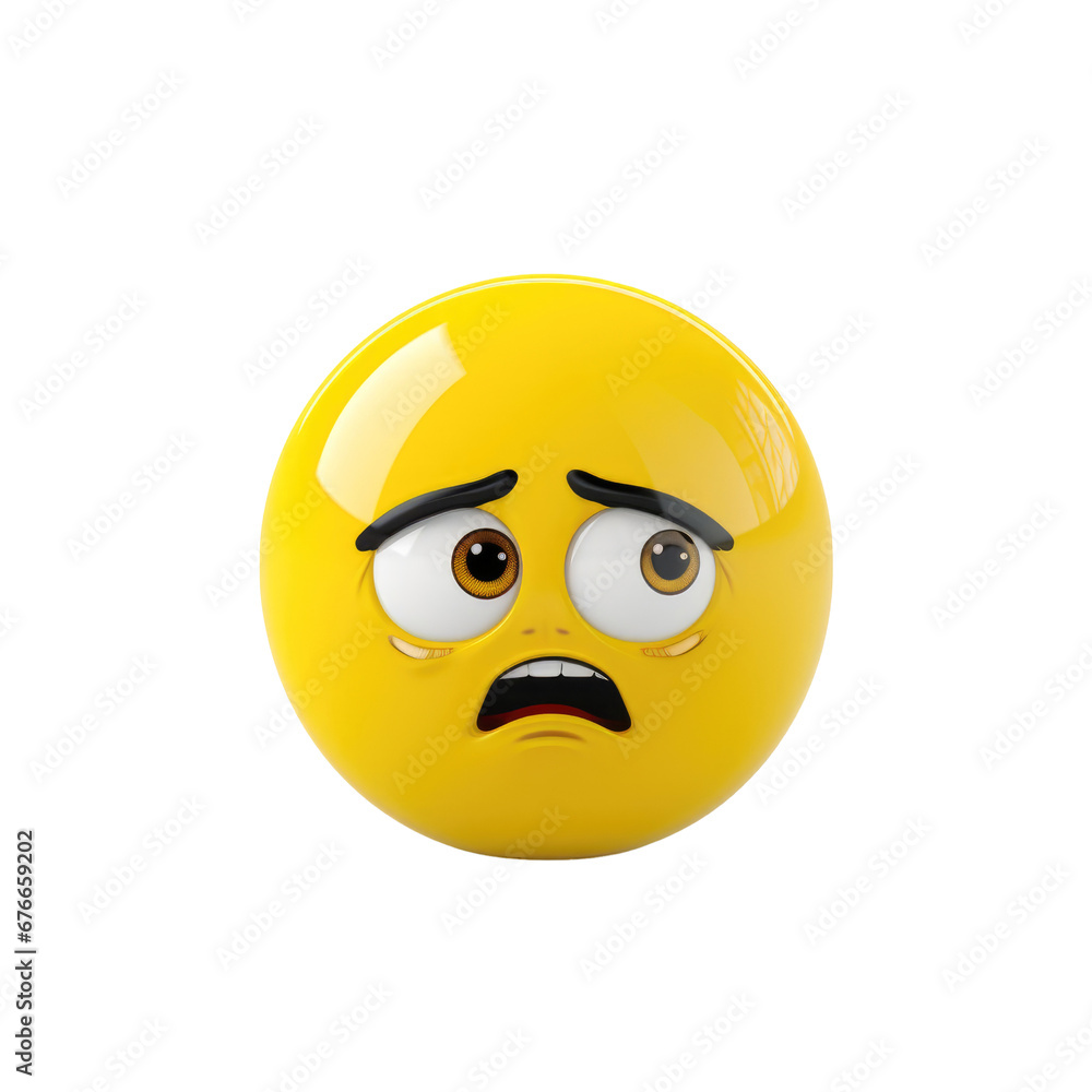Fototapeta premium Worried Emoticon with Furrowed Brows