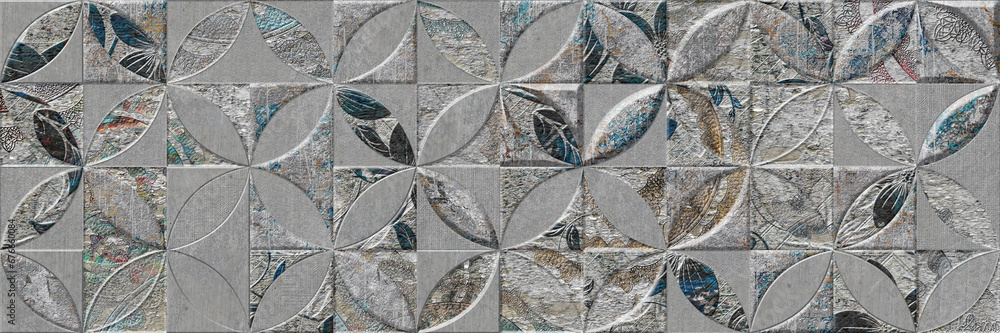 Fototapeta premium decorative 3d wallpaper background, geometric graphic design, digital interior wall, ceramic , carpet, cover, panel, mobile.