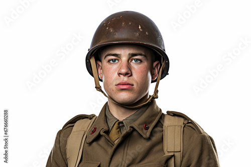 Historical portrait of a world war 2 army soldier wearing military uniform © ink drop