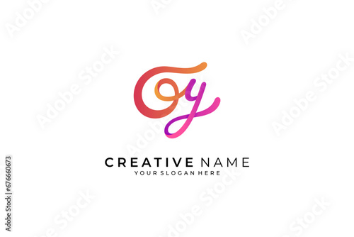 GY initial signature logo, G and Y Handwritten monogram vector