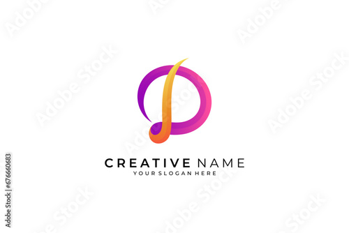 Simple letter D gradient logo template